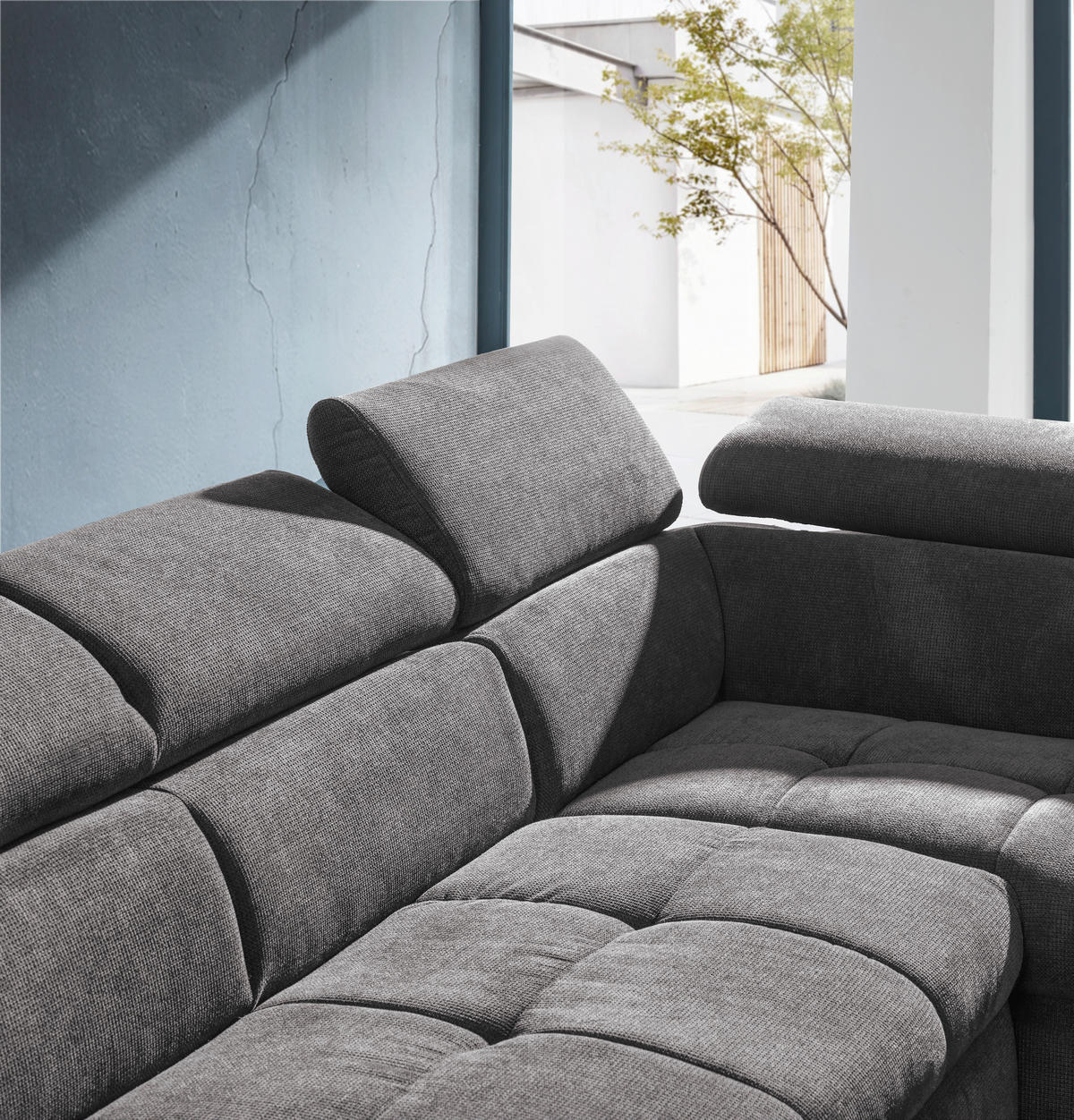 SEDEŽNA GARNITURA, mikrovlakna sivorjava  - črna/sivorjava, Design, umetna masa/tekstil (279/210cm) - Stylife