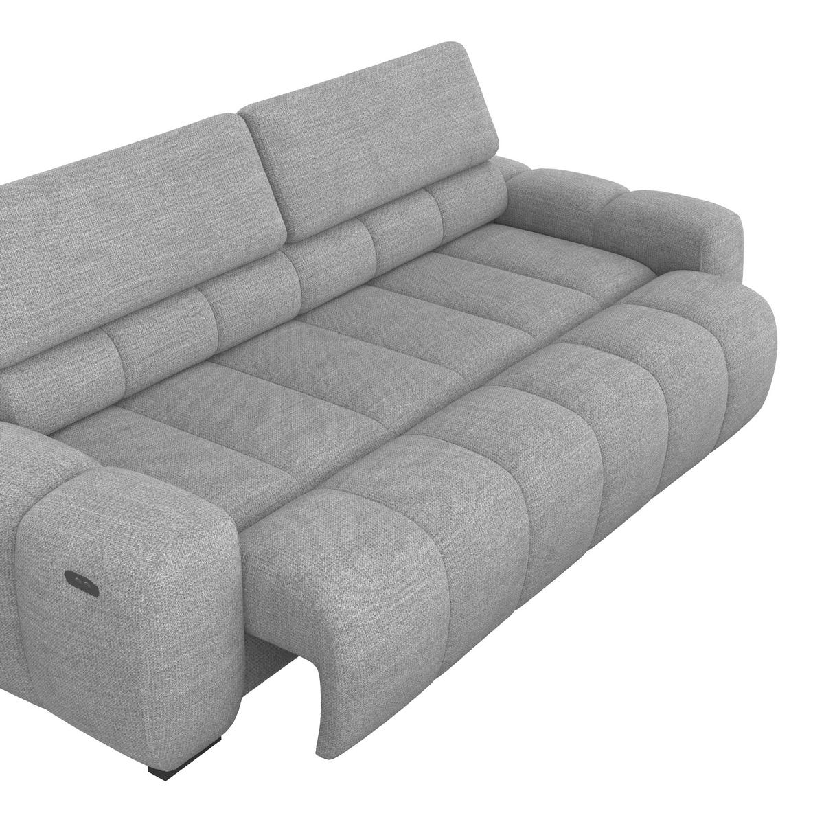 BIGSOFA inkl. mot. Funktion Webstoff Grau  - Schwarz/Grau, Design, Kunststoff/Textil (248/77-97/108cm) - Welnova