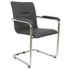 KONFERENCIJSKA STOLICA  crna  metal, koža  - boje kroma/crna, Moderno, koža/metal (55/85/45cm)