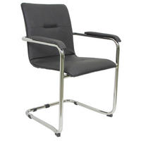 KONFERENCIJSKA STOLICA  crna  metal, koža  - boje kroma/crna, Moderno, koža/metal (55/85/45cm)