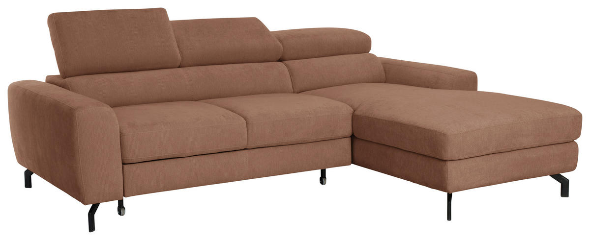 ECKSOFA Chenille Altrosa  - Schwarz/Altrosa, Design, Textil/Metall (226/177cm) - Livetastic