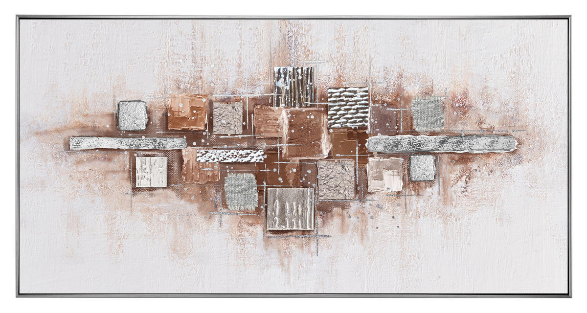 TABLEAU À L'HUILE 150/70 cm  - Weiss/Silberfarben, Design, Holz/Papier (150/70cm) - Monee