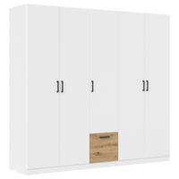 KLEIDERSCHRANK 226/210/54 cm,  in Weiß, Eiche Artisan, 5 Tür(en)  - Weiß/Eiche Artisan, Basics, Holzwerkstoff/Metall (226/210/54cm) - Rauch Möbel