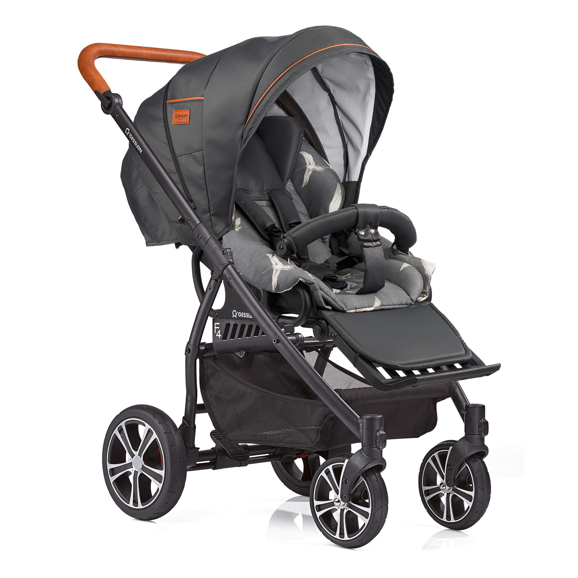 KINDERWAGENSET F4 Air+  - Cognac/Schwarz, Basics, Textil/Metall (57/129/100cm) - Gesslein
