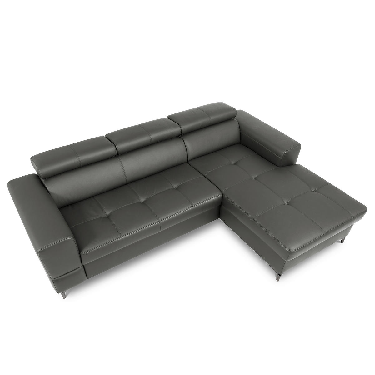 ECKSOFA  in Lederlook Echtleder Anthrazit  - Anthrazit/Schwarz, Design, Leder/Textil (247/173cm) - Livetastic