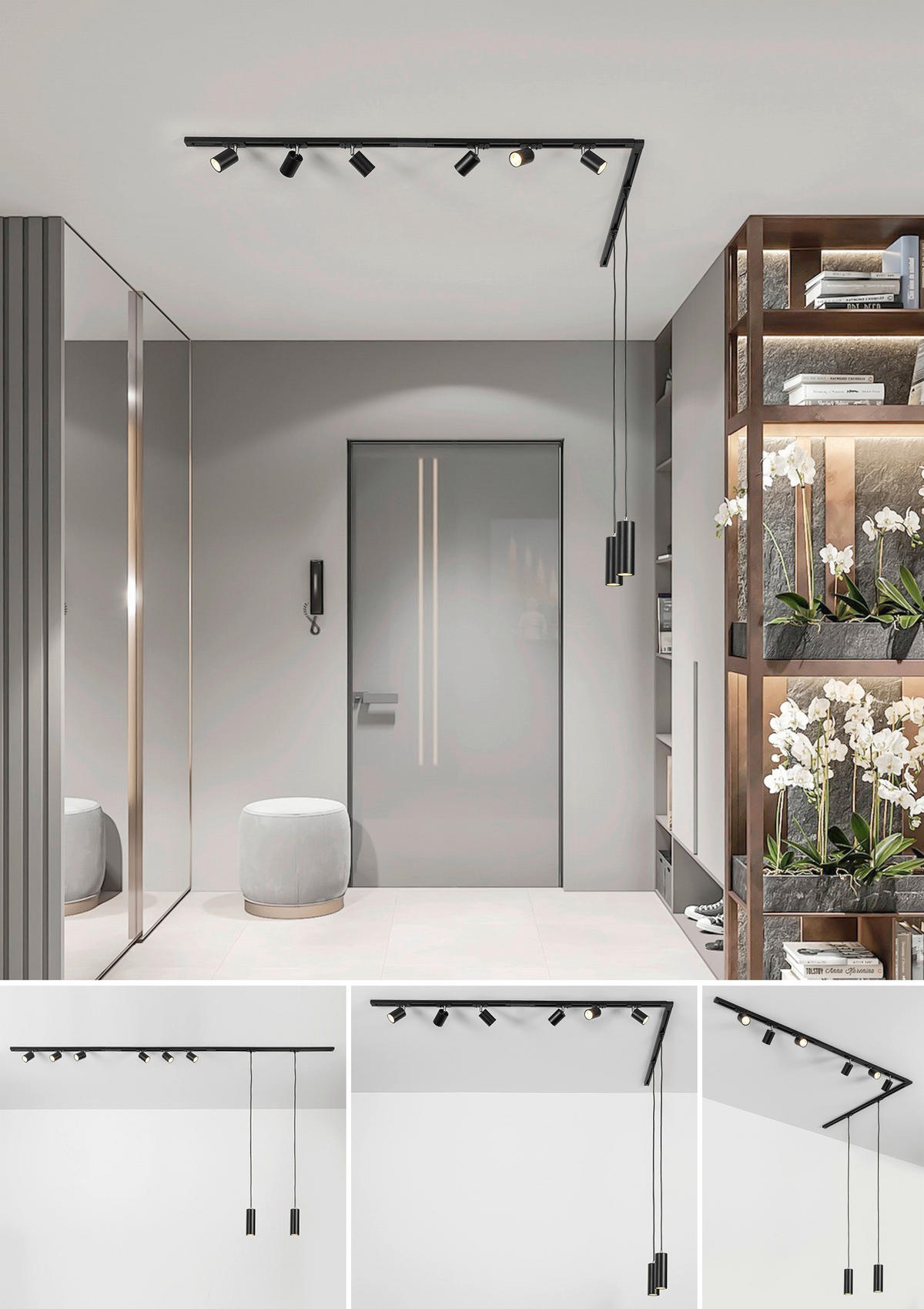 DECKENLEUCHTE 262 cm   - Schwarz, Trend, Kunststoff/Metall (262cm) - Novel