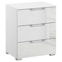 NACHTTISCH 50/61/42 cm  in Klar, Weiss  - Klar/Weiss, Design, Glas/Holzwerkstoff (50/61/42cm) - Novel