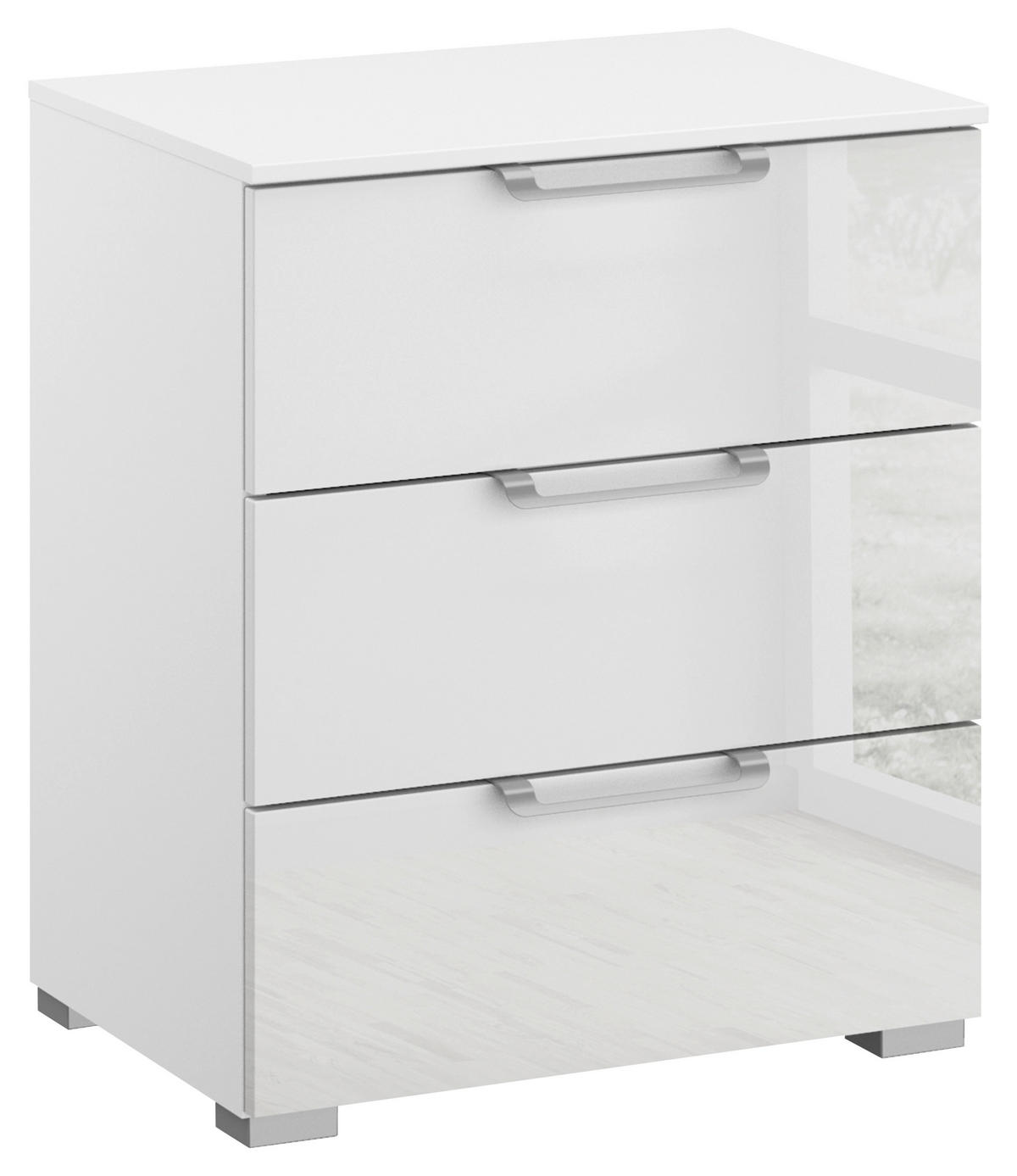 NACHTTISCH 50/61/42 cm  in Klar, Weiss  - Klar/Weiss, Design, Glas/Holzwerkstoff (50/61/42cm) - Novel