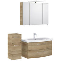 BADEZIMMER 4-teilig  in 128 cm  - Chromfarben/Eichefarben, KONVENTIONELL, Glas/Keramik (128cm) - Pelipal