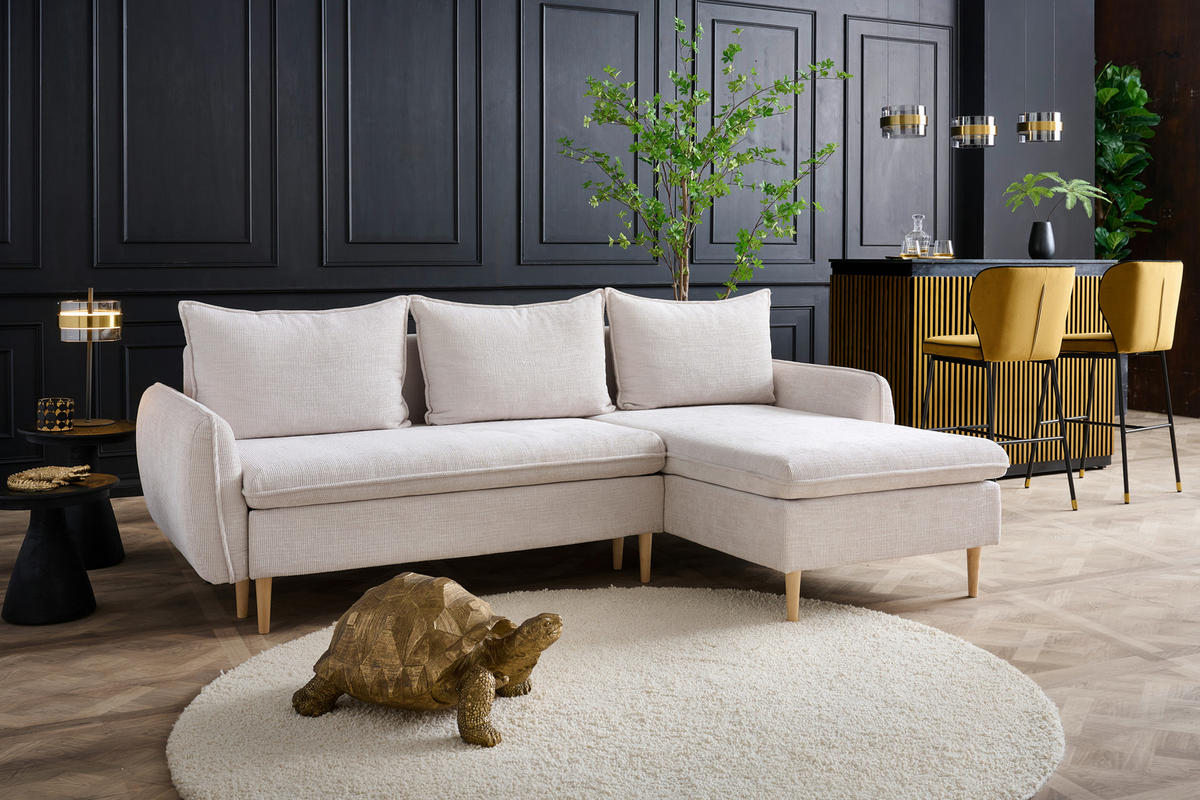 ECKSOFA Perlmutt Chenille  - Buchefarben/Perlmutt, KONVENTIONELL, Holz/Textil (244/163cm) - Carryhome