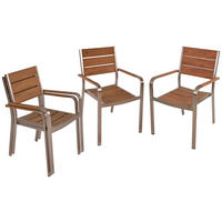 GARTENSTUHL-SET Metall, Kunststoff Champagner, Teakfarben  - Champagner/Teakfarben, Basics, Kunststoff/Metall (55/85/60cm) - Gardenson