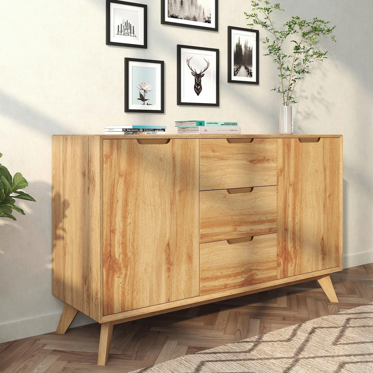 SIDEBOARD ESSEN 120/75/40 cm 3 Schublade(n)  - Eiche Wotan, Design, Holzwerkstoff (120/75/40cm) - Livetastic