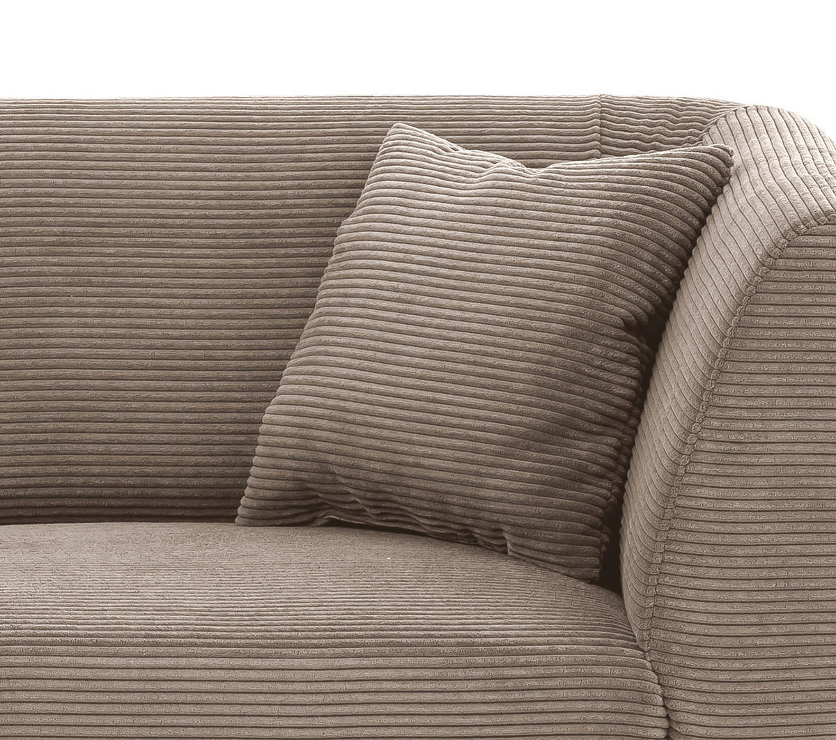 3-SITZER-SOFA Cord Graubraun  - Graubraun/Schwarz, MODERN, Holz/Textil (208/83/88cm) - MID.YOU