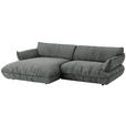 ECKSOFA  in Flachgewebe Dunkelgrau  185/264 cm  - Dunkelgrau/Schwarz, Design, Kunststoff/Textil (185/264cm) - Belluti