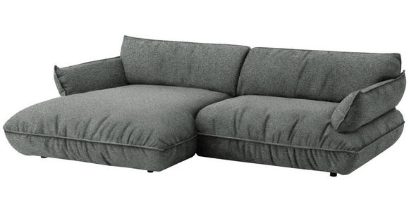 ECKSOFA  in Flachgewebe Dunkelgrau  185/264 cm  - Dunkelgrau/Schwarz, Design, Kunststoff/Textil (185/264cm) - Belluti