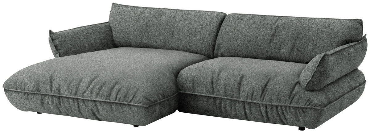 ECKSOFA  in Flachgewebe Dunkelgrau  185/264 cm  - Dunkelgrau/Schwarz, Design, Kunststoff/Textil (185/264cm) - Belluti