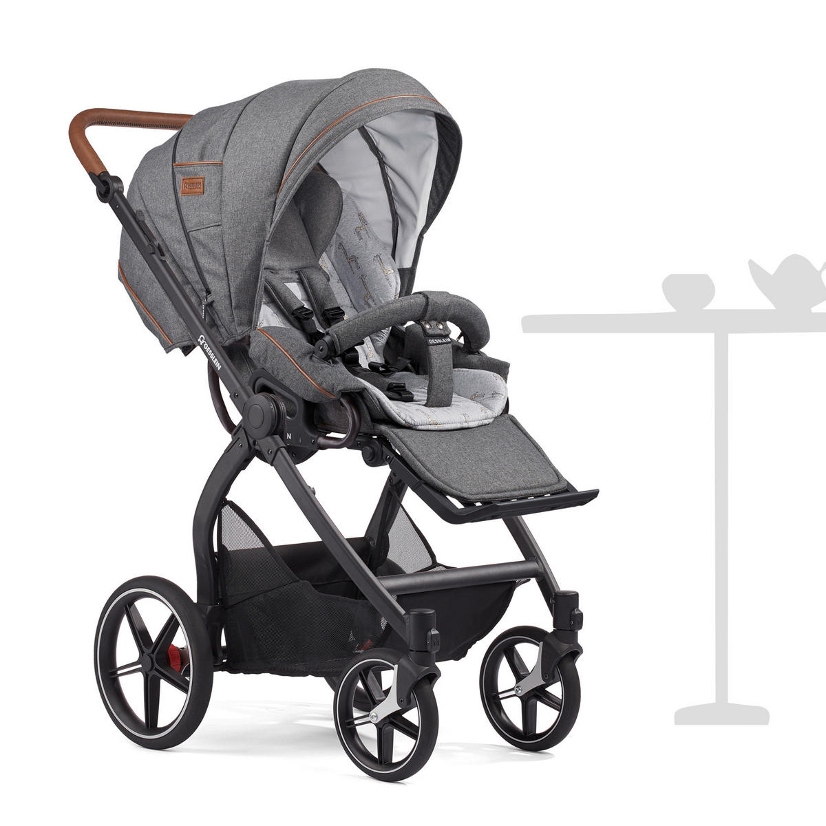 KINDERWAGENSET  FX4 Classic   - Dunkelbraun/Beige, Basics, Textil/Metall - Gesslein