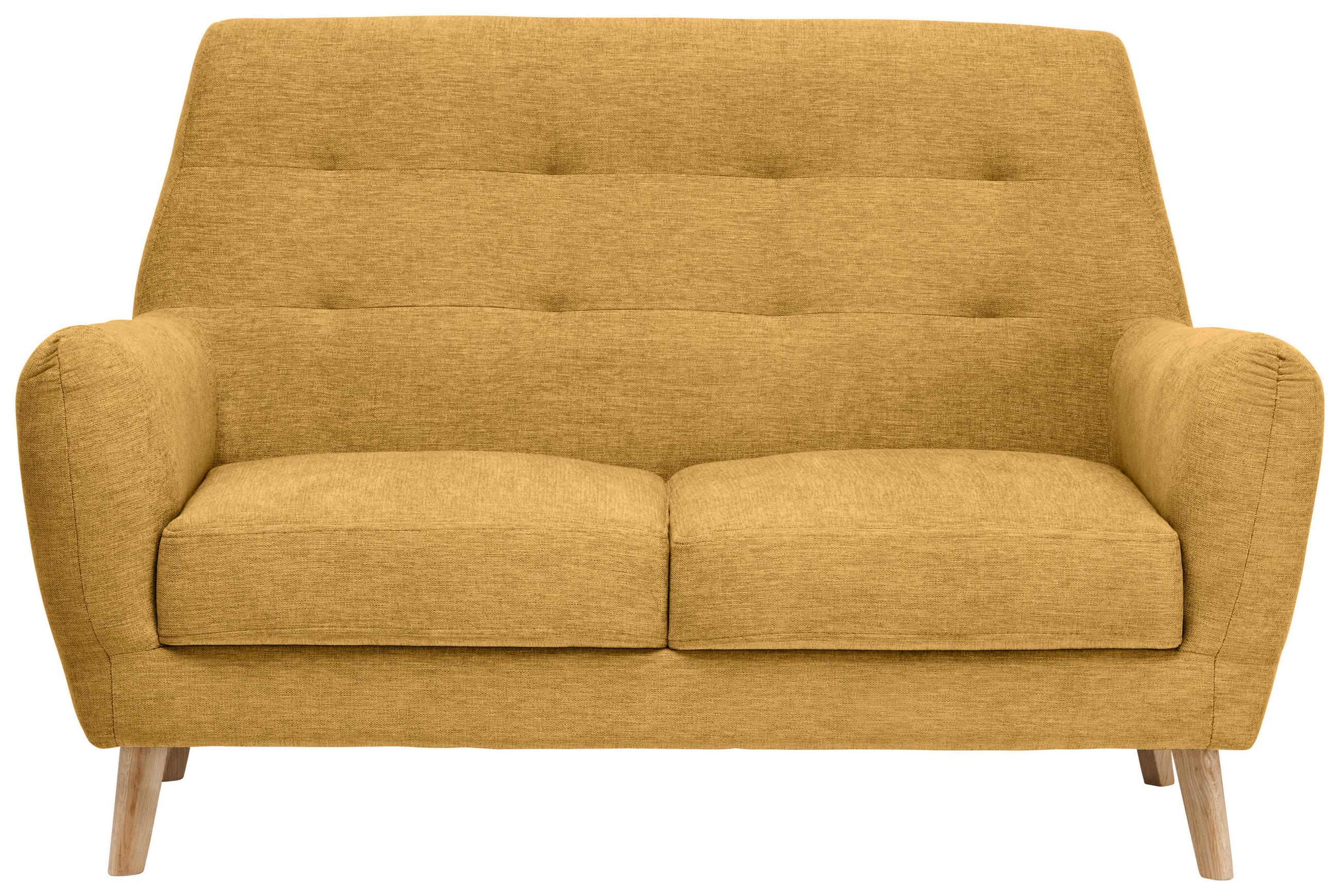 2-SITZER-SOFA Webstoff Gelb  - Eichefarben/Gelb, Design, Holz/Textil (160/105/84cm) - Carryhome
