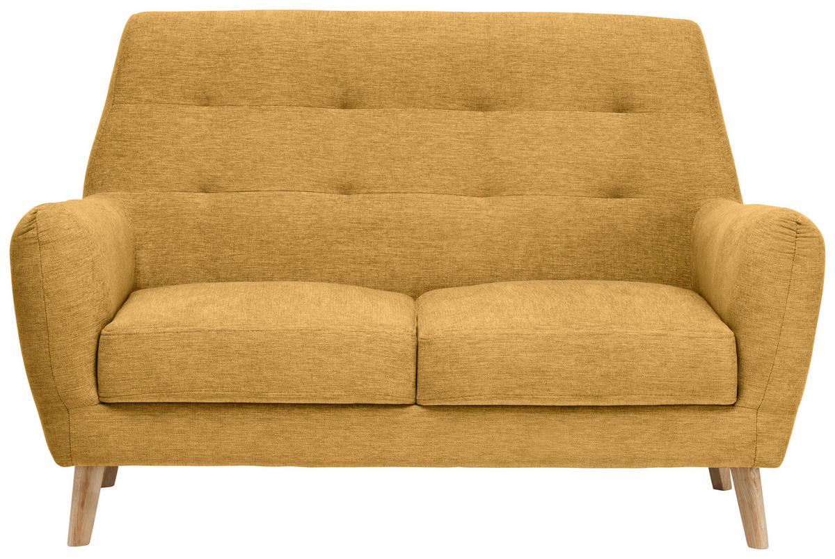 2-SITZER-SOFA Webstoff Gelb  - Eichefarben/Gelb, Design, Holz/Textil (160/105/84cm) - Carryhome