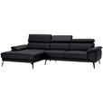 ECKSOFA in Echtleder Dunkelbraun  - Dunkelbraun/Schwarz, Design, Leder/Metall (187/295cm) - Novel