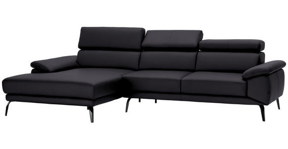 ECKSOFA in Echtleder Dunkelbraun  - Dunkelbraun/Schwarz, Design, Leder/Metall (187/295cm) - Novel