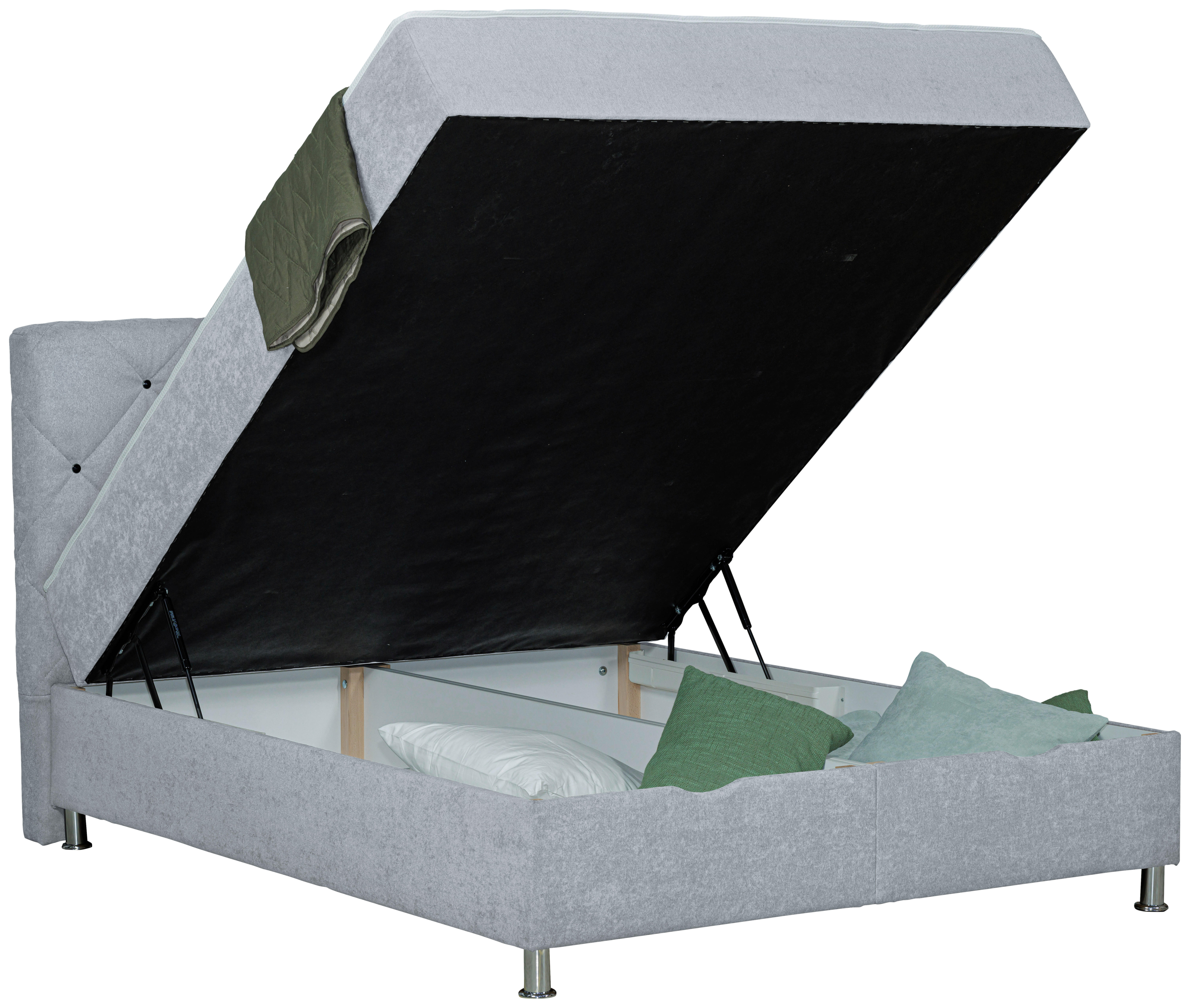 BOXBETT 160/200 cm  in Hellgrau  - Chromfarben/Hellgrau, Design, Kunststoff/Textil (160/200cm) - Boxxx