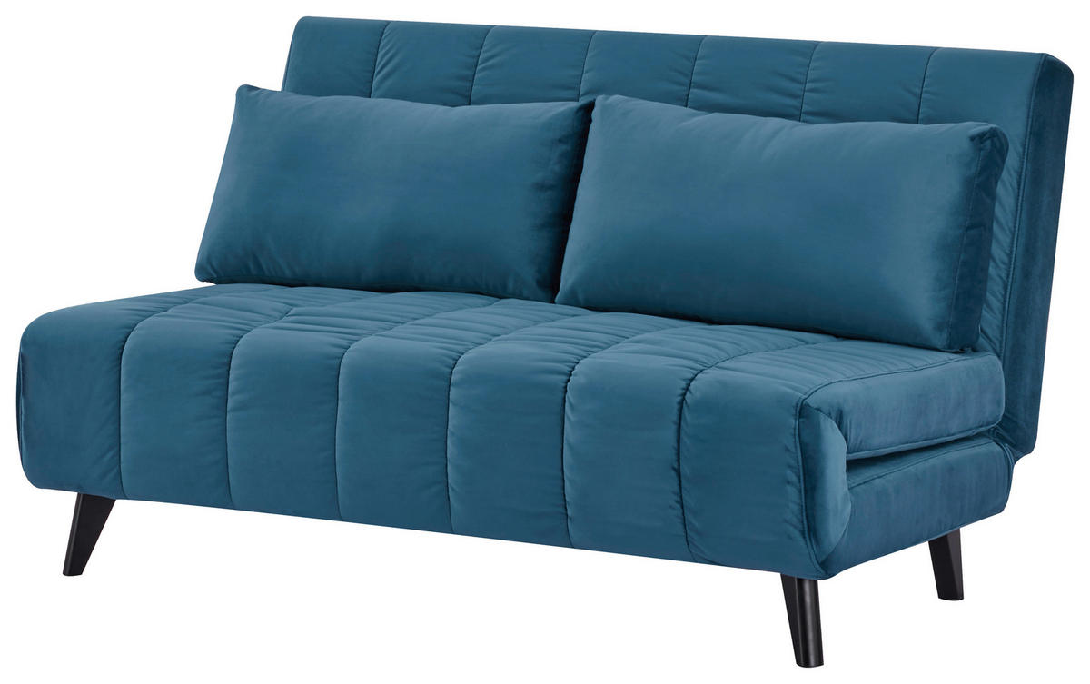 SCHLAFSOFA Samt Dunkelblau  - Schwarz/Dunkelblau, Design, Holz/Textil (143/82/91cm) - Carryhome