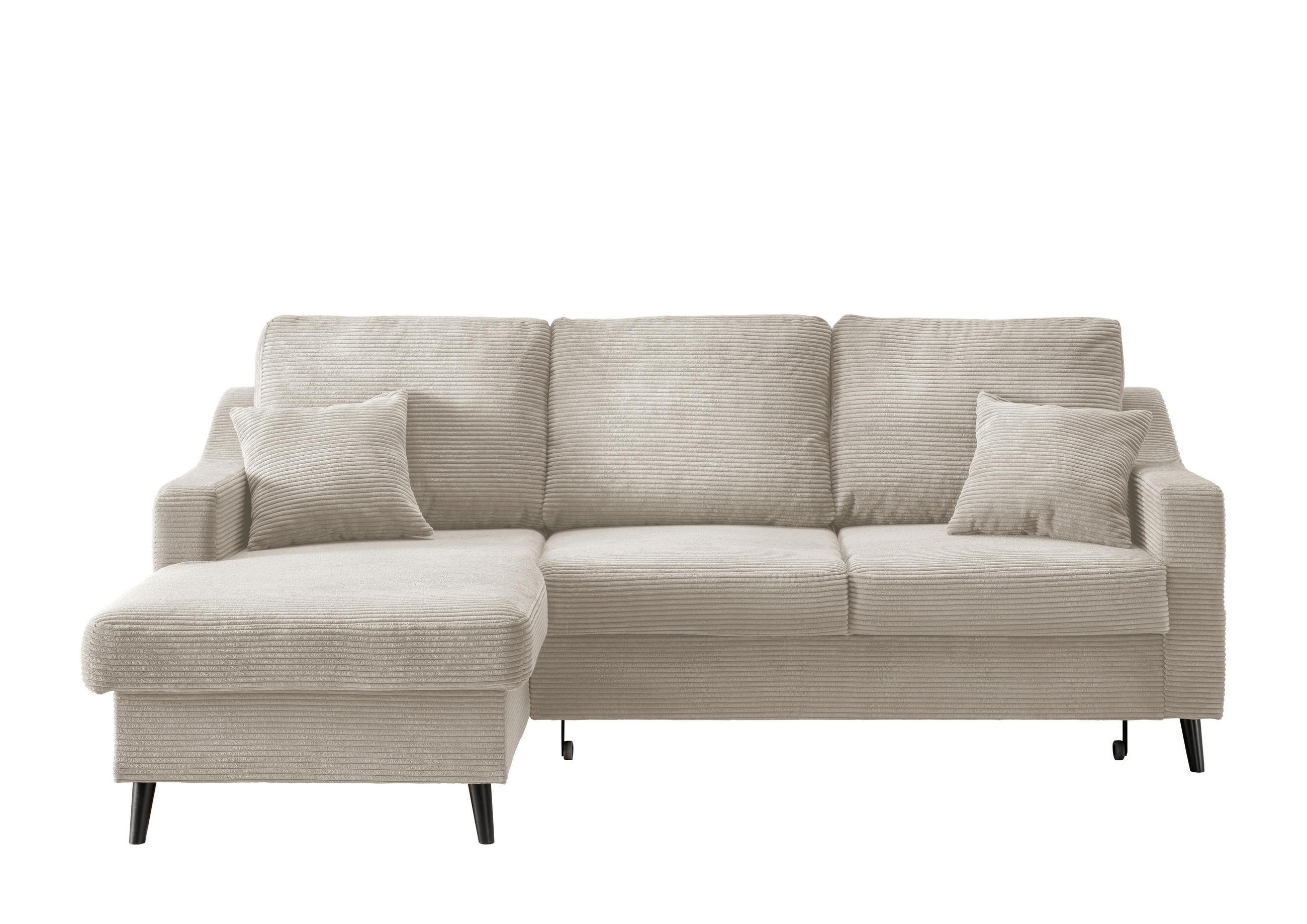 ECKSOFA Beige Cord  - Beige/Schwarz, Design, Holz/Textil (150/228cm) - P & B