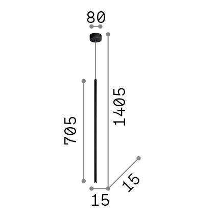 LED-HÄNGELEUCHTE 1,5/95,5 cm  - Schwarz, Design, Metall (1,5/95,5cm) - Ideal Lux