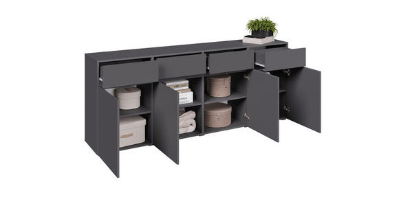 SIDEBOARD  200/79,6/39,8 cm 4 Schublade(n)  - Anthrazit/Schwarz, Design, Holzwerkstoff/Kunststoff (200/79,6/39,8cm) - Xora