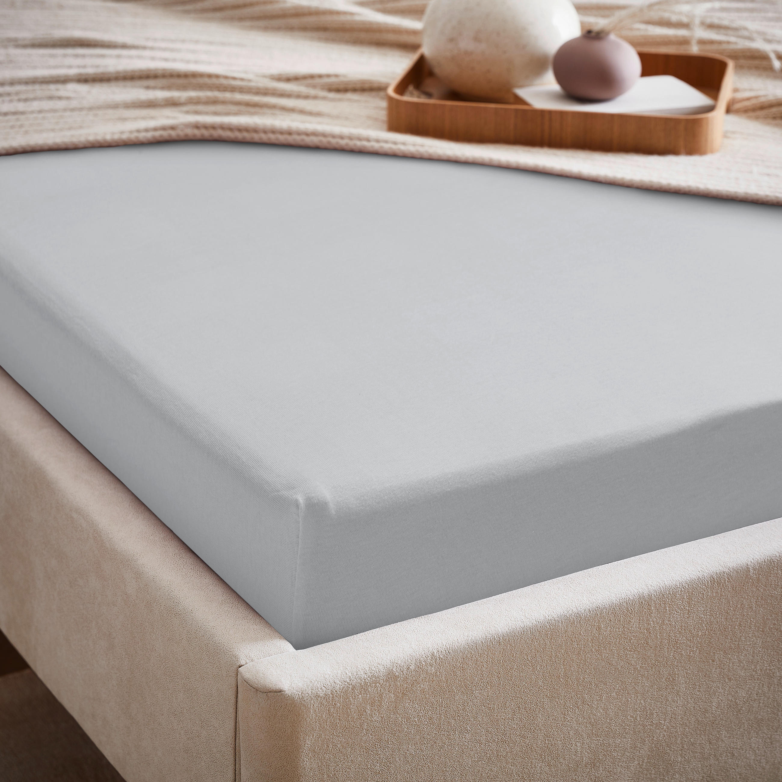 SPANNBETTTUCH Zermatt Biber  - Silberfarben, KONVENTIONELL, Textil (100/200cm) - Esposa
