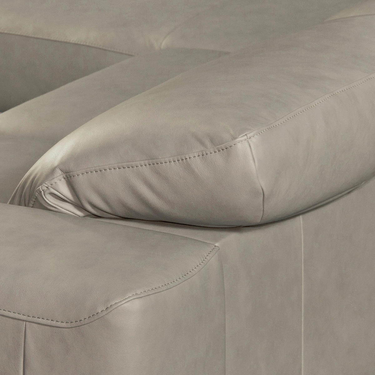 ECKSOFA Grau Echtleder Rücken echt, Kopfteilverstellung  - Chromfarben/Grau, Design, Leder/Metall (187/295cm) - Livetastic