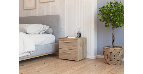 NACHTSCHRANK 50/49/42 cm  - Silberfarben/Sonoma Eiche, Design, Holzwerkstoff/Metall (50/49/42cm) - Novel