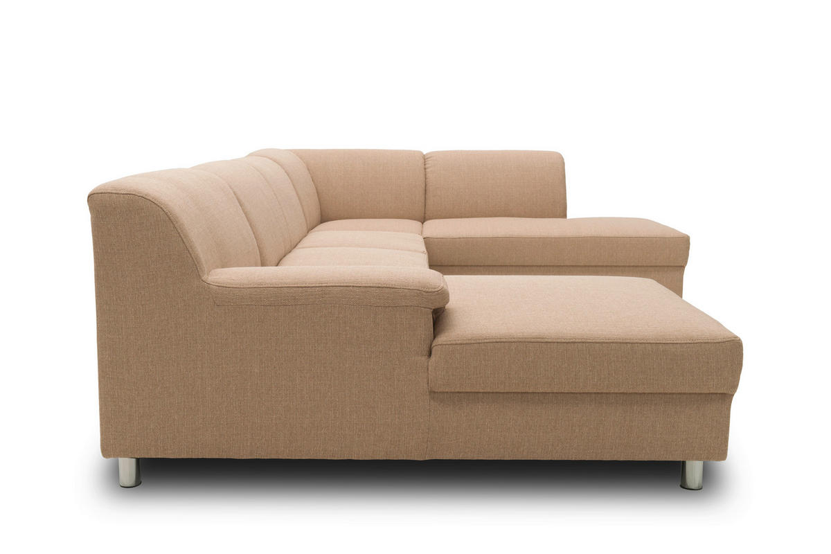 WOHNLANDSCHAFT Beige Webstoff  - Chromfarben/Beige, KONVENTIONELL, Textil/Metall (150/308/194cm) - MID.YOU