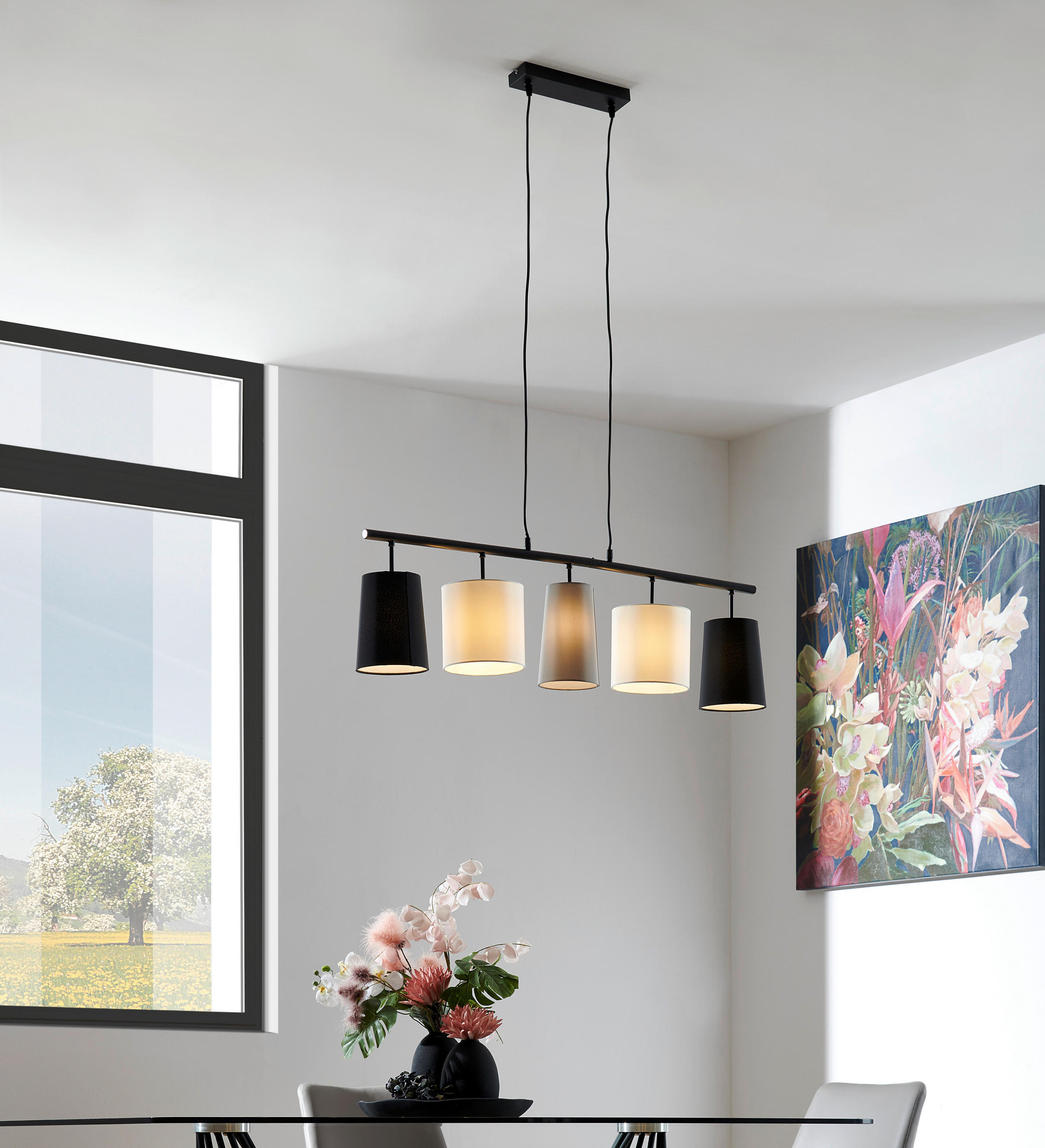 LUSTER - siva/bela, Lajfstajl, metal/plastika (100/120cm)