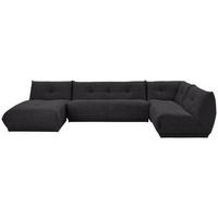 WOHNLANDSCHAFT in Lederlook Schwarz  - Schwarz, Trend, Textil (185/390/210cm) - Livetastic