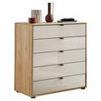 KOMMODE , 60/86/43 cm, 5 Schublade(n)  - Schieferfarben/Eiche Bianco, Design, Glas/Holzwerkstoff (60/86/43cm) - Novel