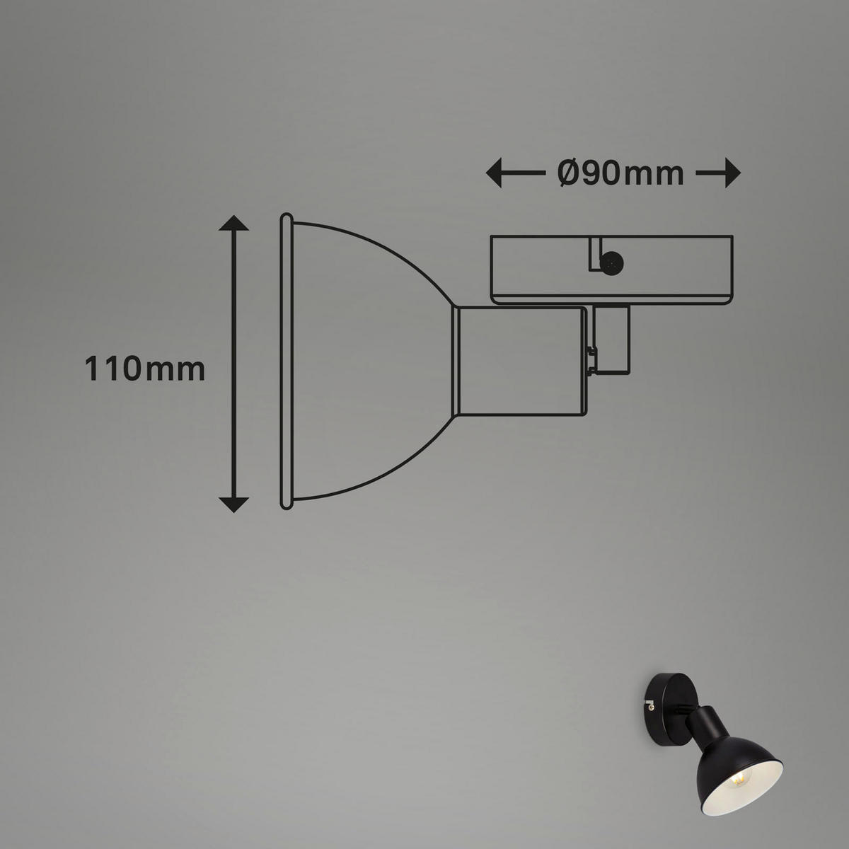 BODOVÉ LED SVĚTLO, 9/11 cm  - černá, Design, kov (9/11cm)