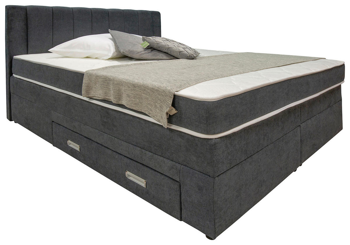 BOXSPRING KREVET     tamnosiva  - tamnosiva, Konvencionalno, tekstil/pločasti materijal (162/120/210cm) - Carryhome