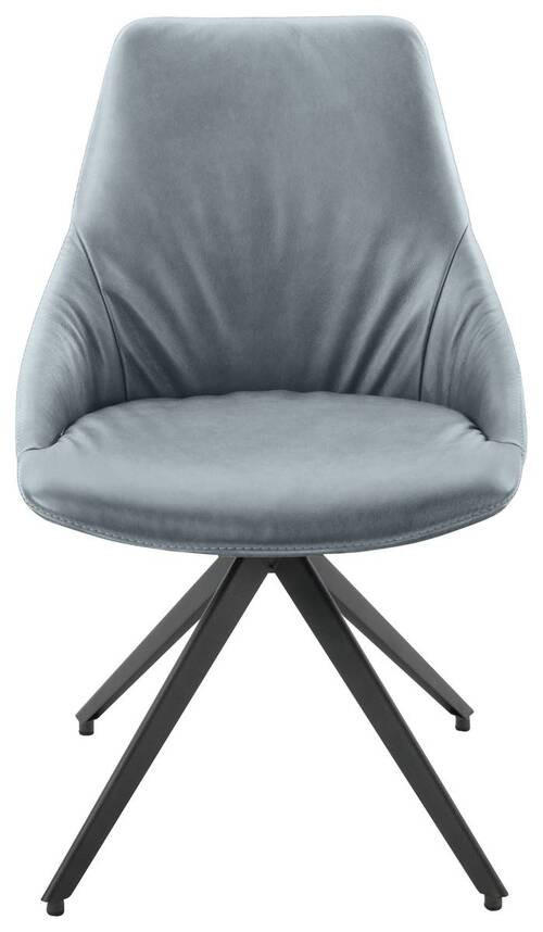 STUHL Echtleder Grau  - Anthrazit/Grau, Design, Leder/Metall (55/87/62cm) - Bert Plantagie