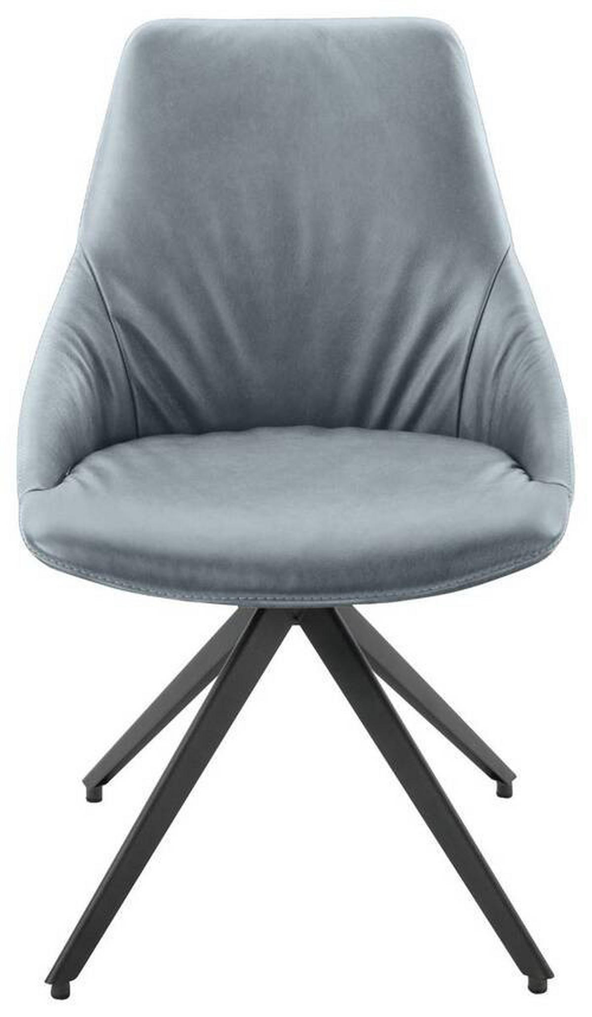 STUHL Echtleder Anthrazit, Grau  - Anthrazit/Grau, Design, Leder/Metall (55/87/62cm) - Bert Plantagie