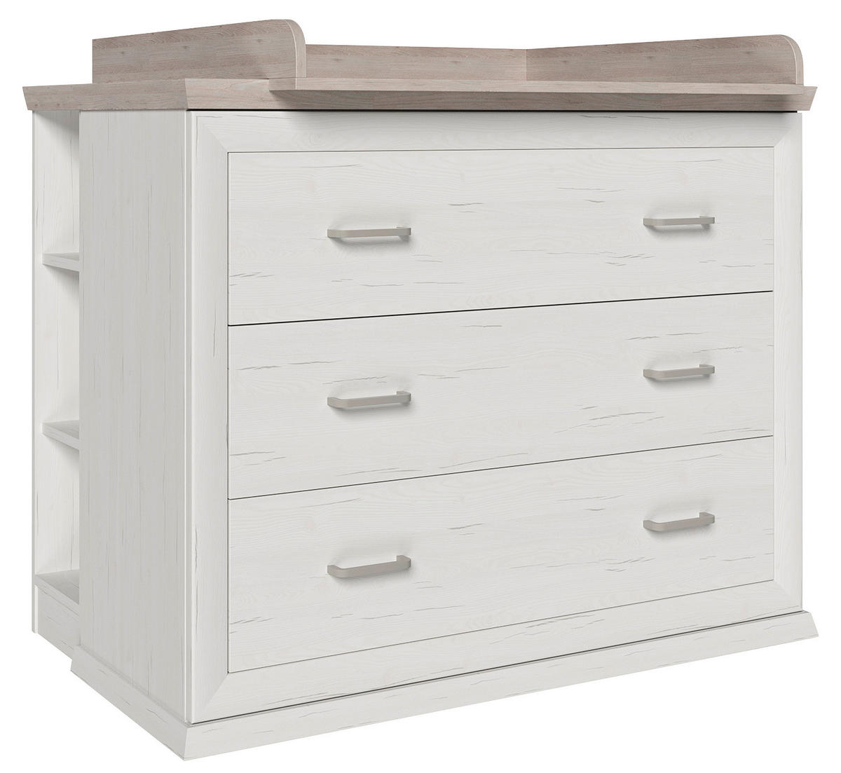 WICKELKOMMODE CAMRON 110/89,5/43 cm  - Weiss/Grau, Natur, Holzwerkstoff/Kunststoff (110/89,5/43cm) - My Baby Lou