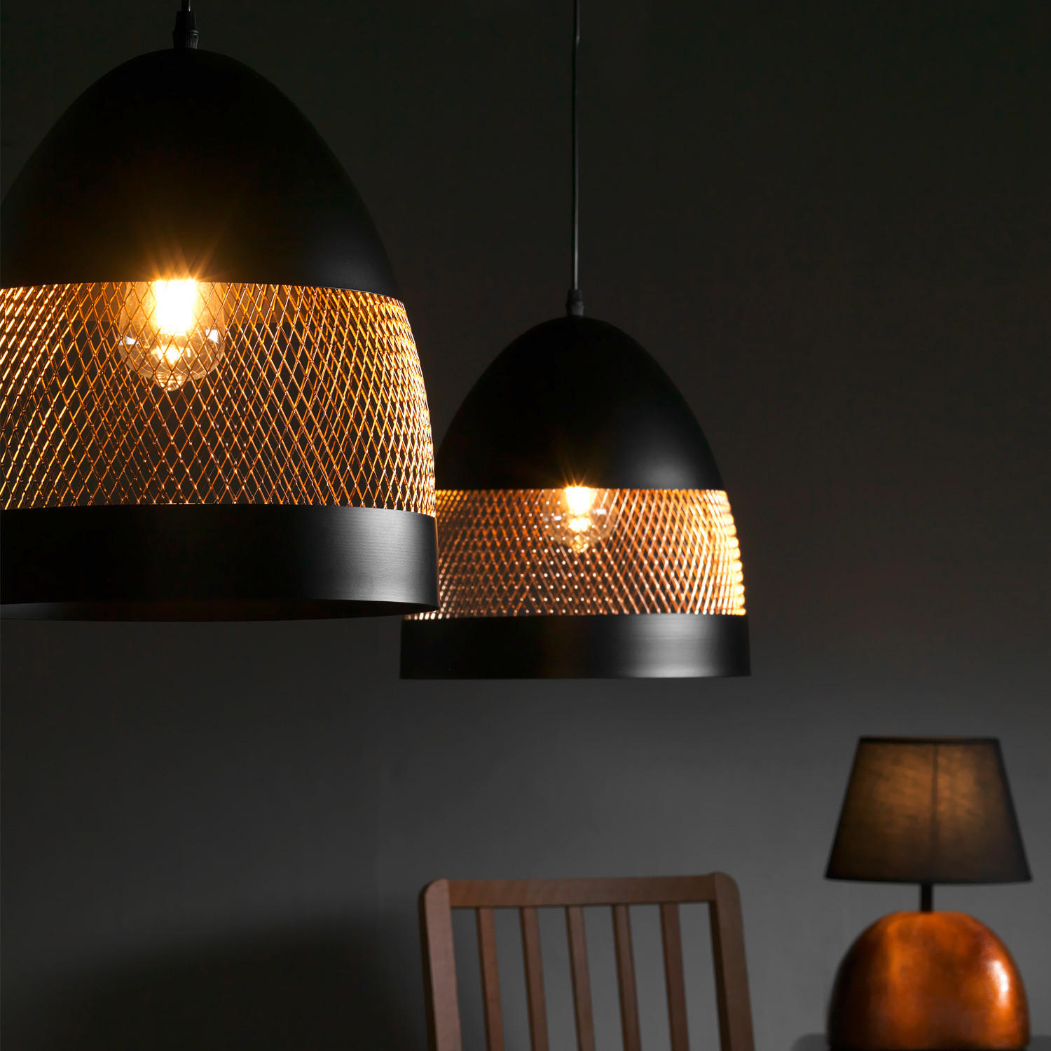 HÄNGELEUCHTE 30/120 cm  - Schwarz/Bronzefarben, Design, Metall (30/120cm)