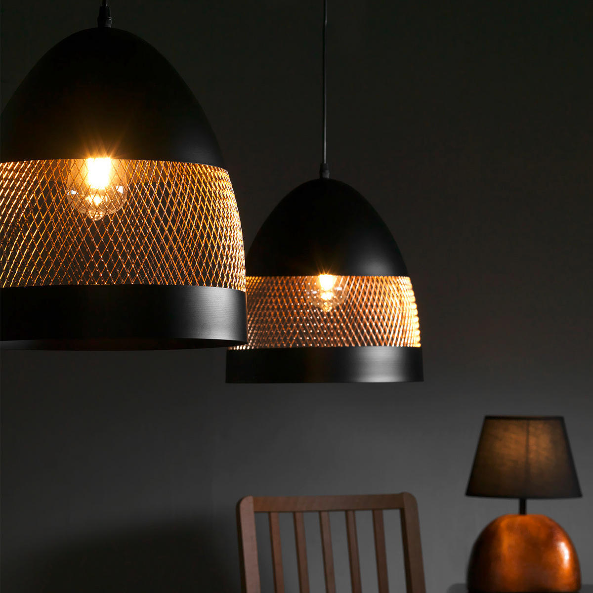 ZÁVESNÉ SVIETIDLO, 30/120 cm  - čierna/bronzová, Design, kov (30/120cm)