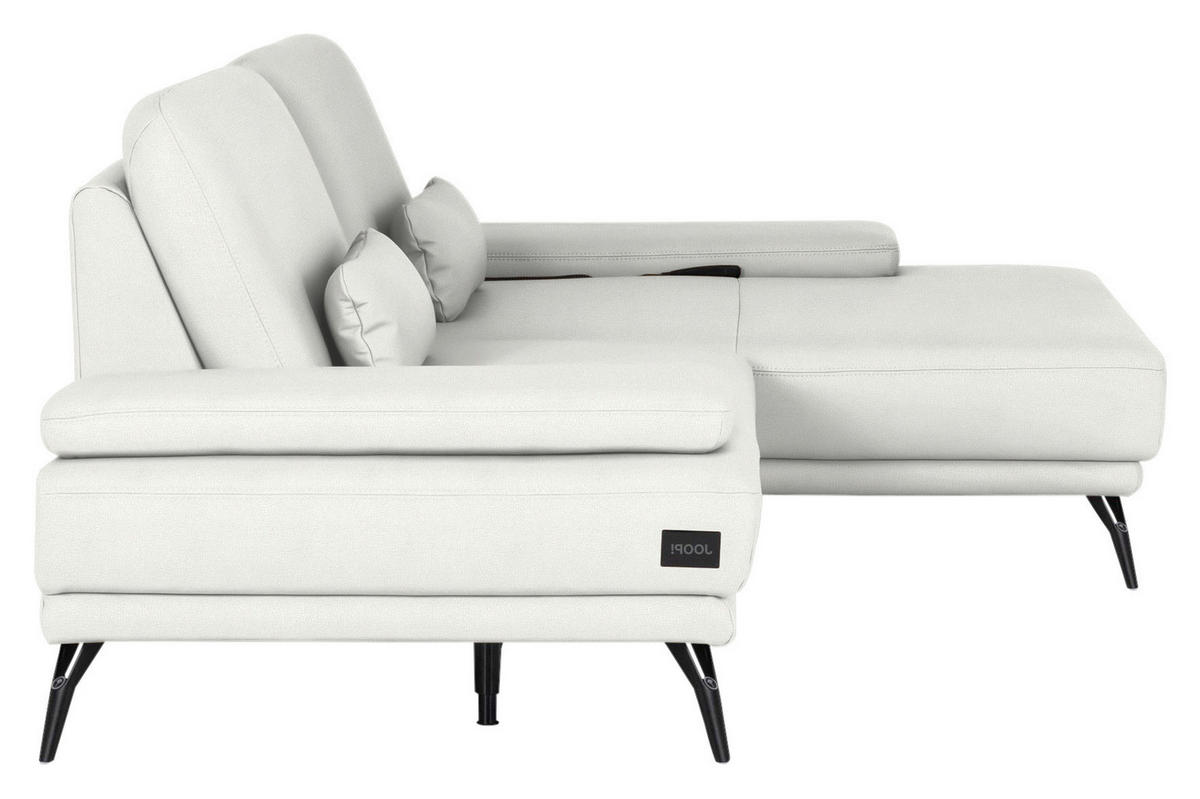 ECKSOFA Echtleder Weiss  - Weiss/Schwarz, Konventionell, Leder/Metall (301/180cm) - Joop!