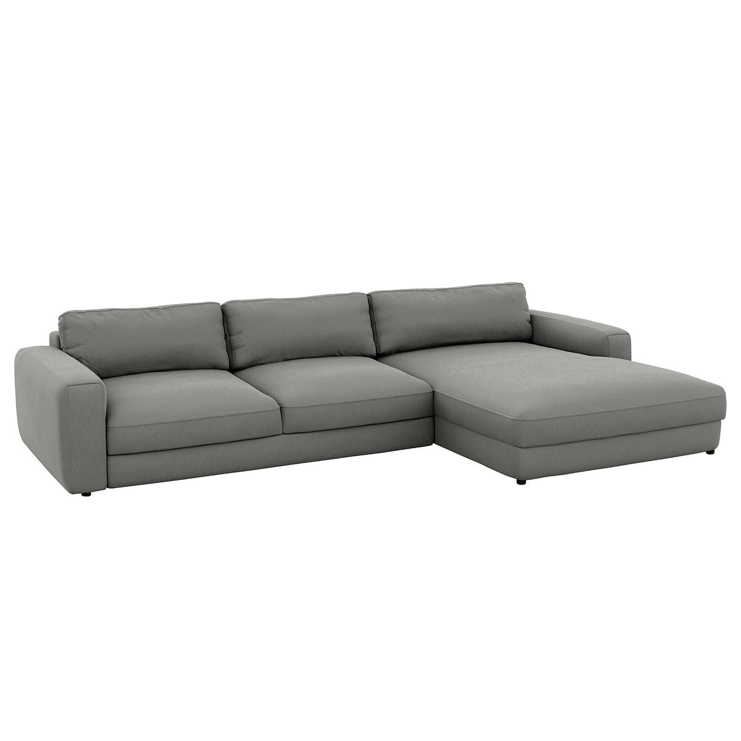 ECKSOFA in Cord Dunkelgrau - Dunkelgrau/Schwarz, Modern, Textil (303/84/176cm) - Trendmanufaktur