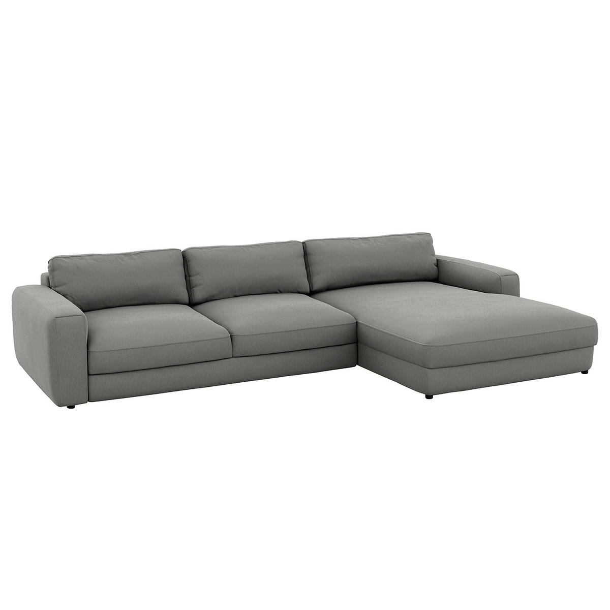 ECKSOFA in Cord Dunkelgrau  - Dunkelgrau/Schwarz, Modern, Textil (303/84/176cm) - Trendmanufaktur