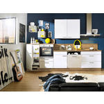 KÜCHENLEERBLOCK   in Weiß, Eichefarben  - Eichefarben/Schwarz, Design, Holzwerkstoff/Metall (330cm) - Xora