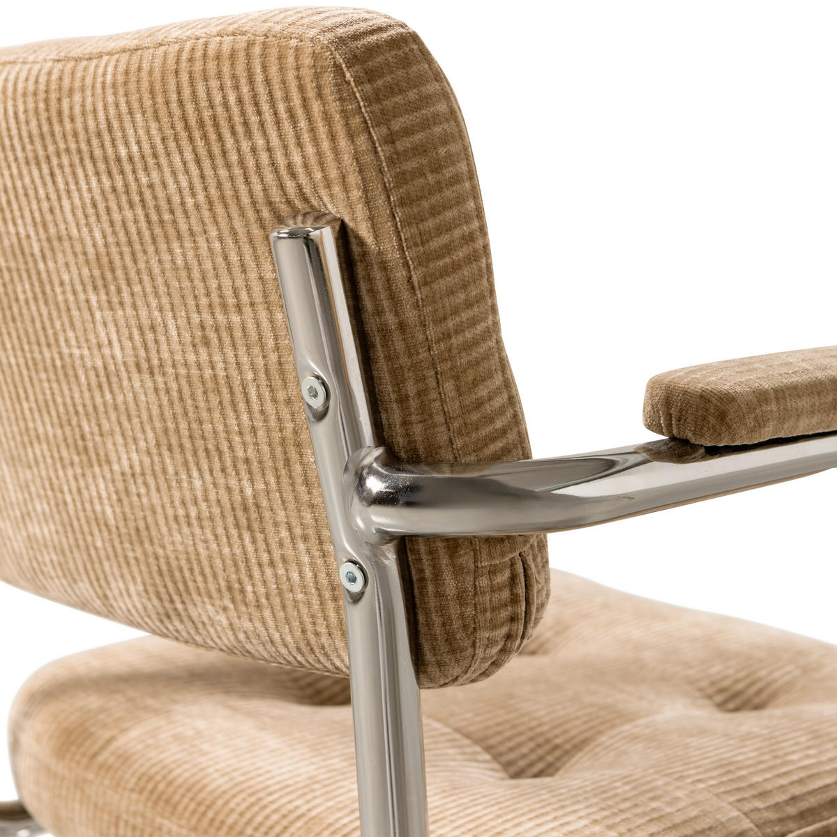 DREHSTUHL  in gerippt Sandfarben  - Sandfarben/Chromfarben, MODERN, Kunststoff/Textil (54/87/60cm) - Livetastic