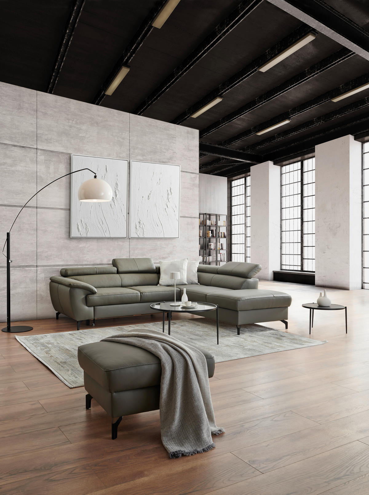COLȚAR textil, piele nămol  - nămol/negru, Design, metal/textil (256/220cm) - Celina Home